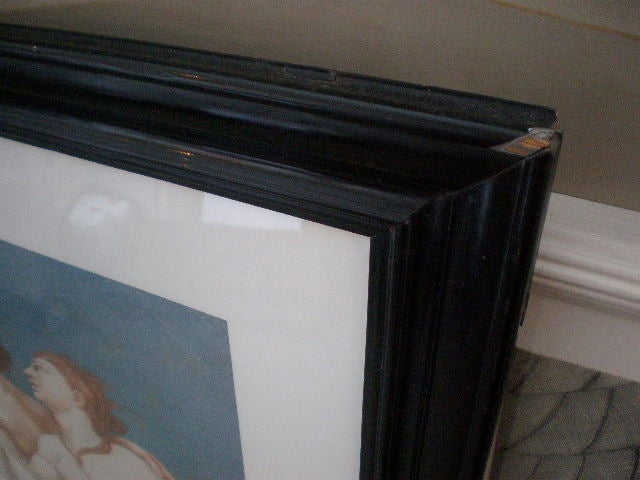 French 19th Century Watercolor Ceiling Study in Ebonizied Frame For Sale