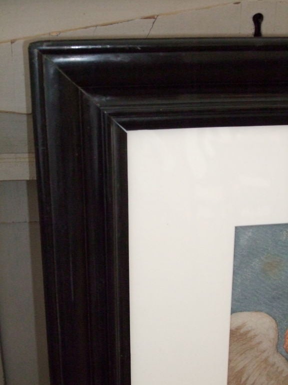 19th Century Watercolor Ceiling Study in Ebonizied Frame For Sale 3