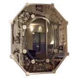 Octagonal Venetian mirror with floral rosettes
