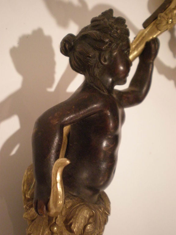 French Gilded Bronze Putti Sconces