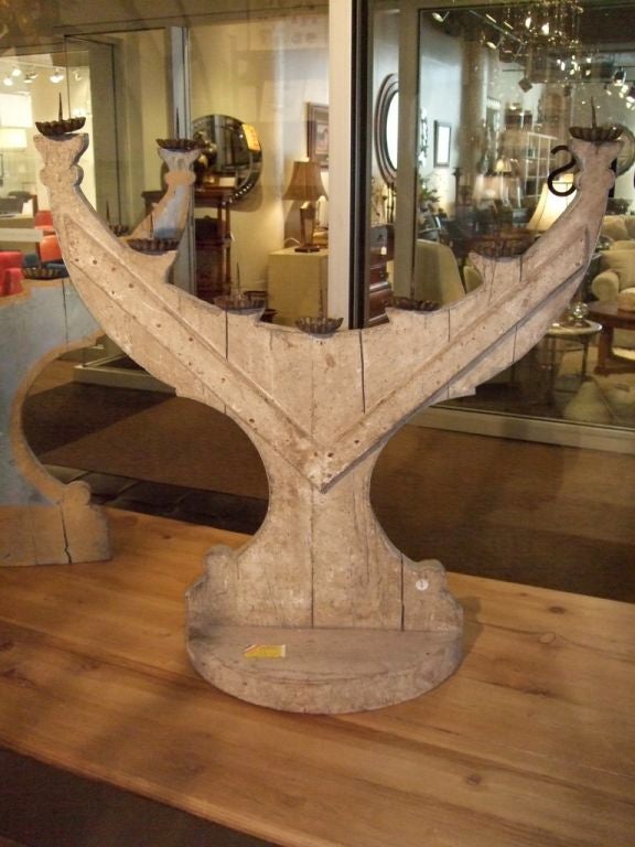 18th Century Painted Wood Candelabras In Excellent Condition For Sale In Boston, MA
