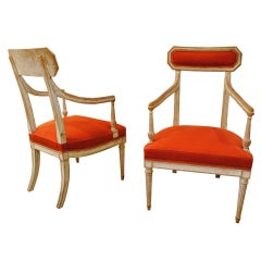 Pair of painted Neoclassical armchairs