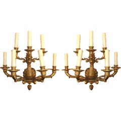 Pair of 19th Century Large-Scale Gilt Bronze Sconces