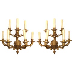 Pair of 19th Century Large-Scale Gilt Bronze Sconces