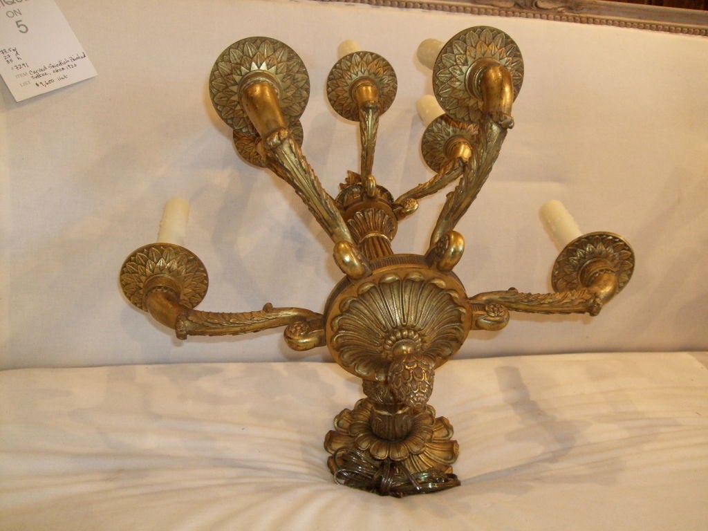 Pair of 19th Century Large-Scale Gilt Bronze Sconces