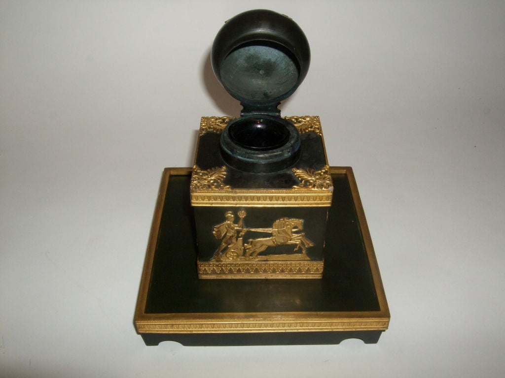 19th Century French Empire Bronze Desk Set For Sale 3