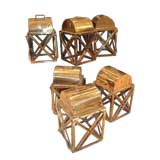 Pair of brass 4 sided lanterns