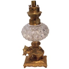 19th Century Electrified Crystal Oil Lamp