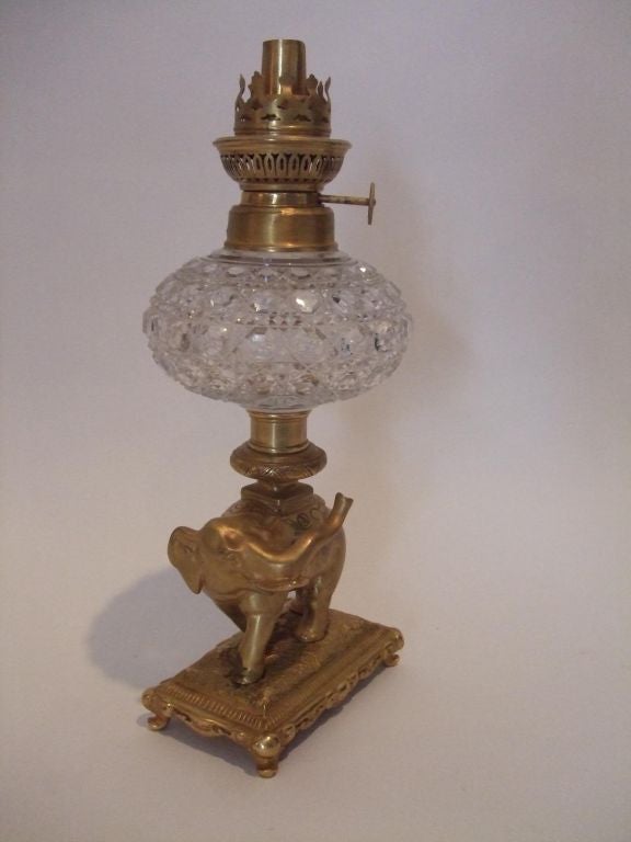 French 19th Century Electrified Crystal Oil Lamp For Sale