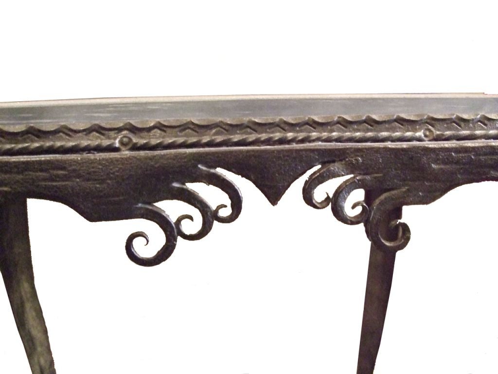 Vintage Iron Side Table with Slate Top For Sale 1