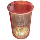 Round paint and gilt side table with shell carved base