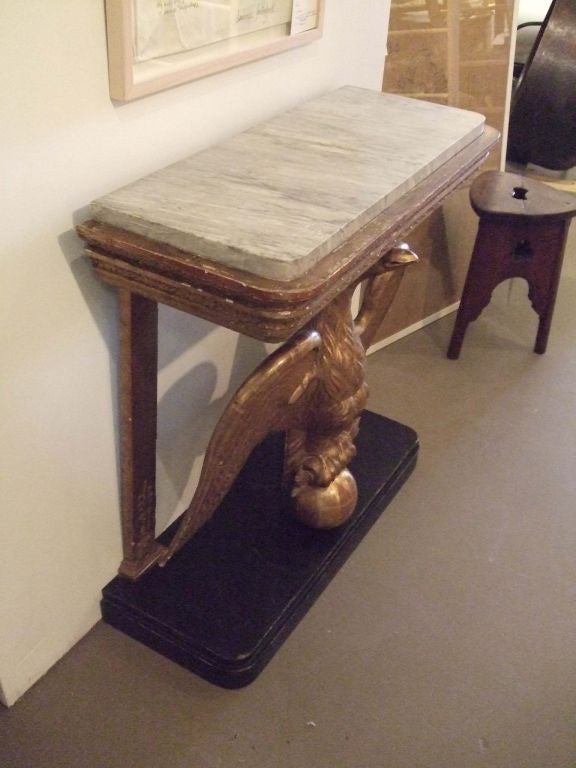 Swedish Giltwood eagle console table with marble top