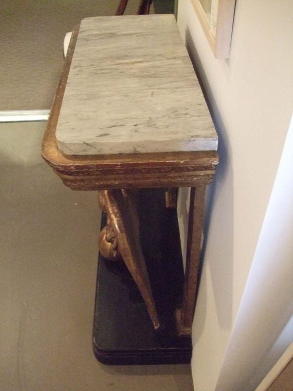 Wood Giltwood eagle console table with marble top