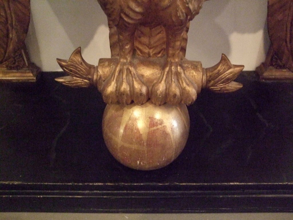 Giltwood eagle console table with marble top 5