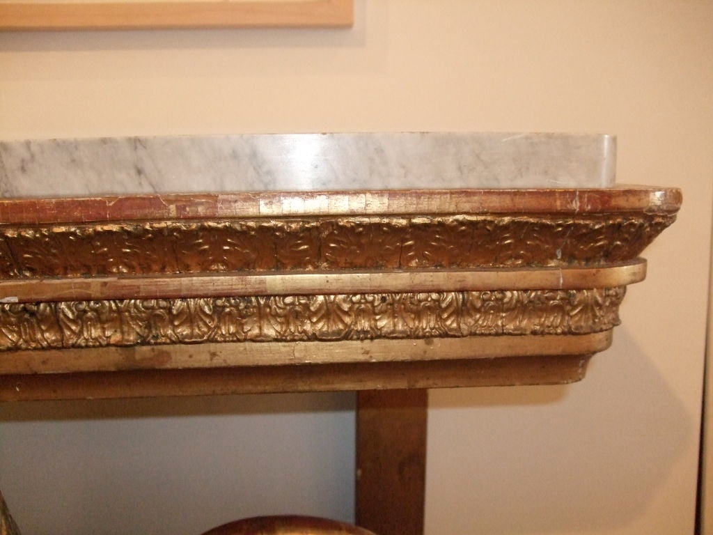 Giltwood eagle console table with marble top 3