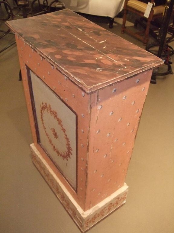 Wood 19th Century Painted Pedestal with Marbleized Top For Sale