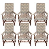 19th Century Set of Six Louis XIII Style Armchairs