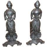 Pair of cast iron figural andirons