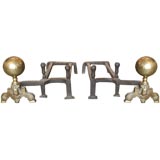 19th Century Pair of Double-Arm Andirons