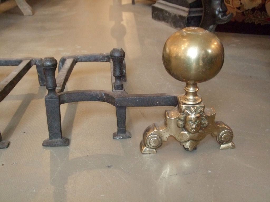 19th Century Pair of Double-Arm Andirons In Good Condition In Boston, MA