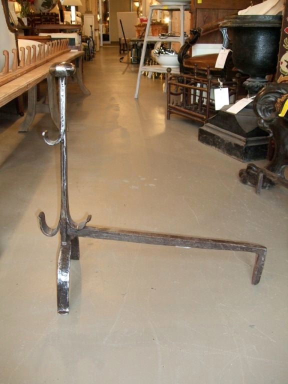 Wrought Iron Pair of 18th Century Large-Scale Andirons For Sale