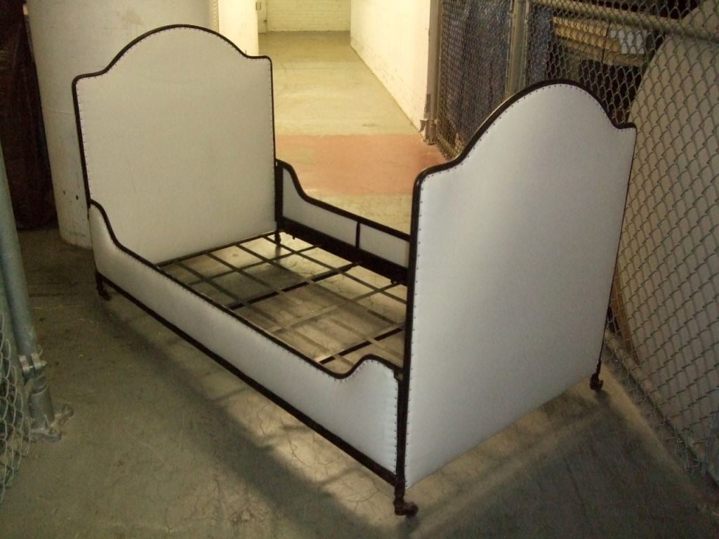 Pair of iron and upholstered beds 4