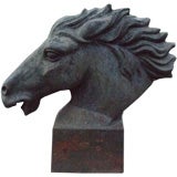 Vintage Cast iron horse head on square base