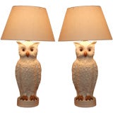 Pair of owl lamps