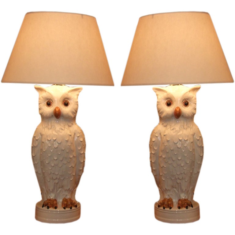 Pair of owl lamps
