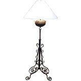 Antique 19th C Adjustable iron tripod floor lamp