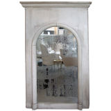 Gray painted arched-top mirror