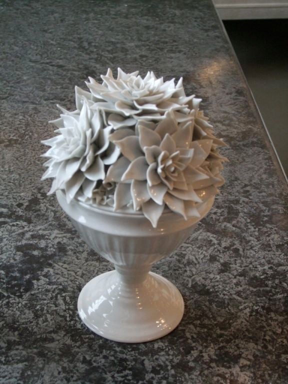Pair of Porcelain Floral Table Ornaments