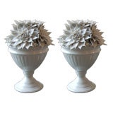 Pair of Porcelain Floral Table Ornaments