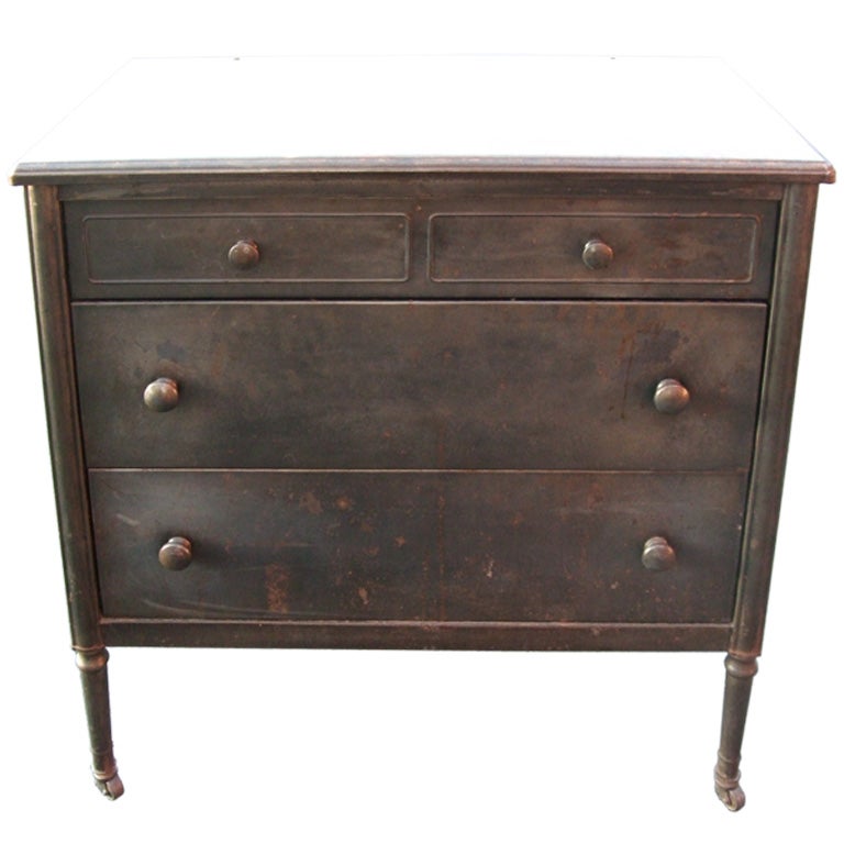 Metal three drawer chest with optional mirror