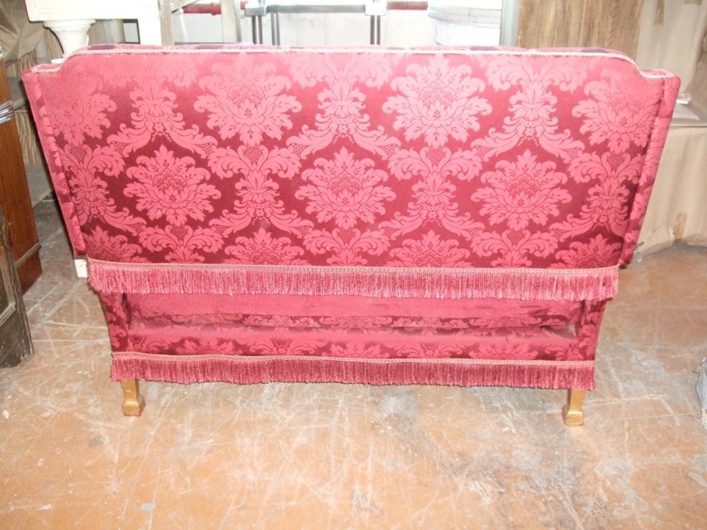 French 19th Century Gilt Settee with Red Damask Silk For Sale