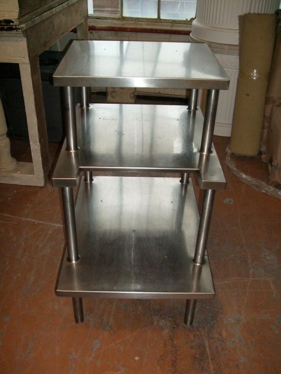 Three tiered stainless steel shelf