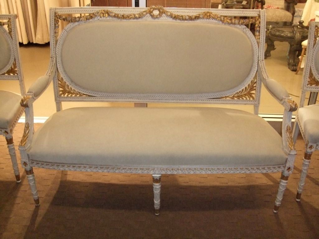 Louis XVI Paint and Gilt Suite of Furniture