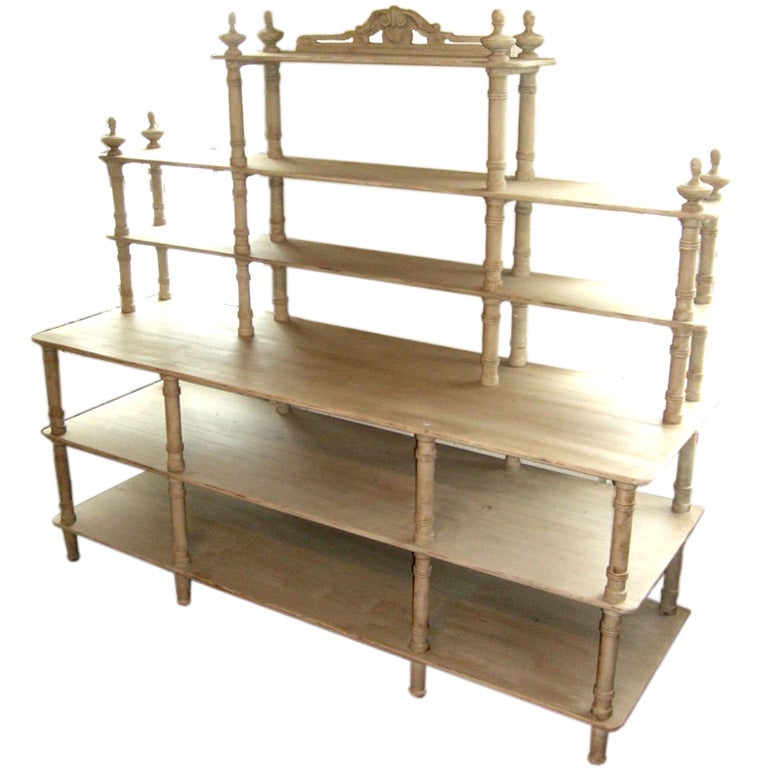 Grey Painted French Shelving Unit For Sale at 1stDibs