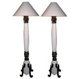 Antique Pair of baluster form floor lamps on iron feet