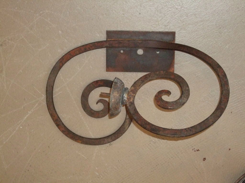 Scrolled Single Arm Wrought Iron Sconce For Sale 2
