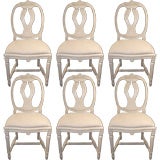 Set of six white painted side chairs