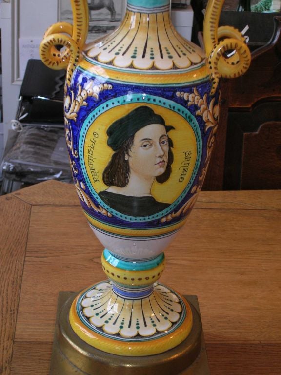 Pair of Italian Pottery Lamps For Sale 1