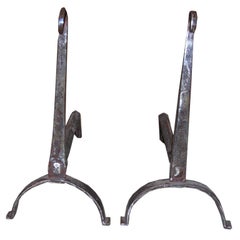 18th Century Scrolled Top Andirons