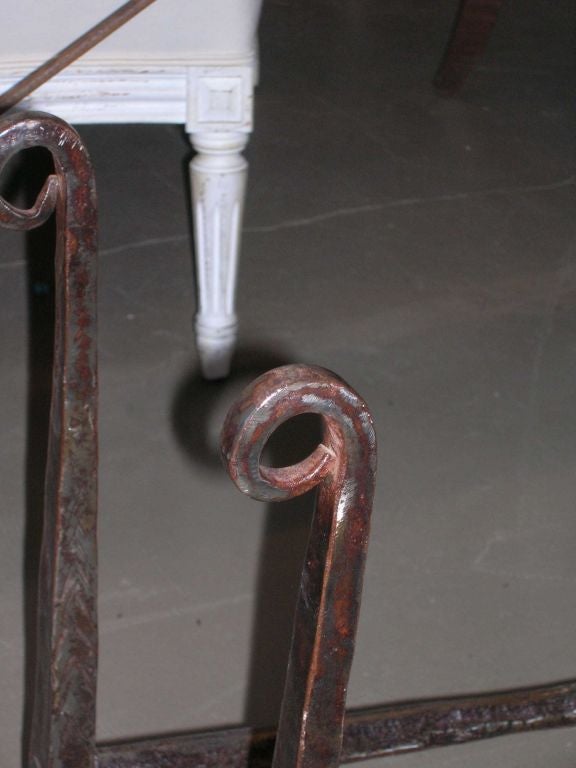 18th Century Scrolled Top Andirons In Excellent Condition In Boston, MA