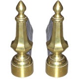 Pair of brass & iron andirons