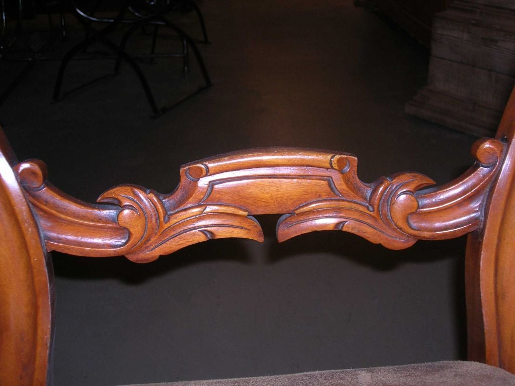 19th Century Carved Walnut Armchair 1
