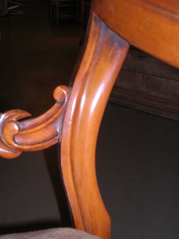 Leather 19th Century Carved Walnut Armchair