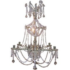 19th Century Star-Shaped Crystal and Beaded Chandelier