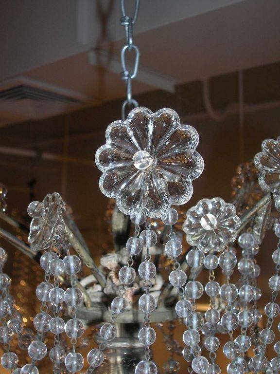 19th Century Star-Shaped Crystal and Beaded Chandelier