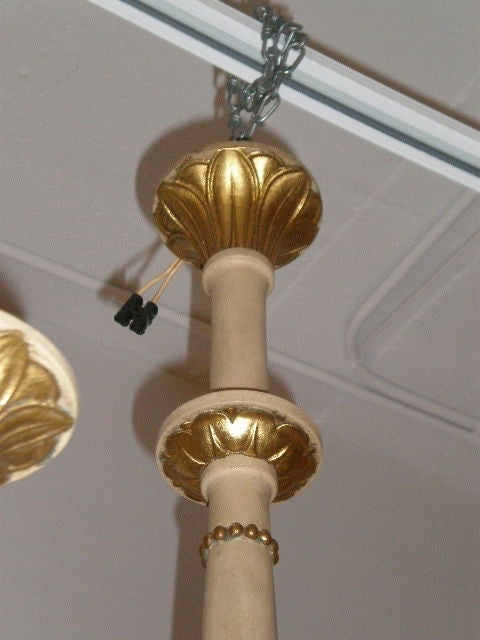 Paint and Gilt Chandelier with Greek Key Decoration In Good Condition For Sale In Boston, MA